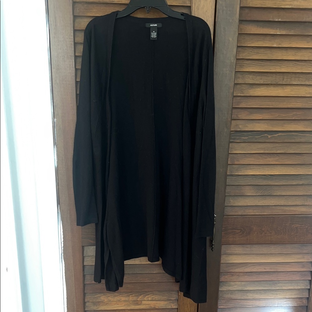 Alfani Black Open-Front Draped Women's Cardigan